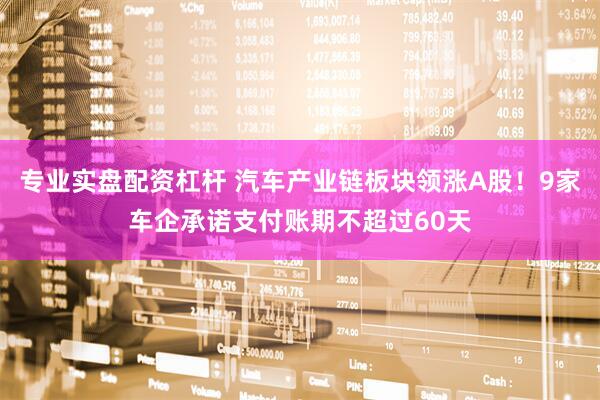 专业实盘配资杠杆 汽车产业链板块领涨A股！9家车企承诺支付账期不超过60天